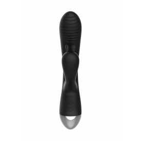 Чёрный вибратор E-Stimulation Rabbit Vibrator с электростимуляцией - 19 см.