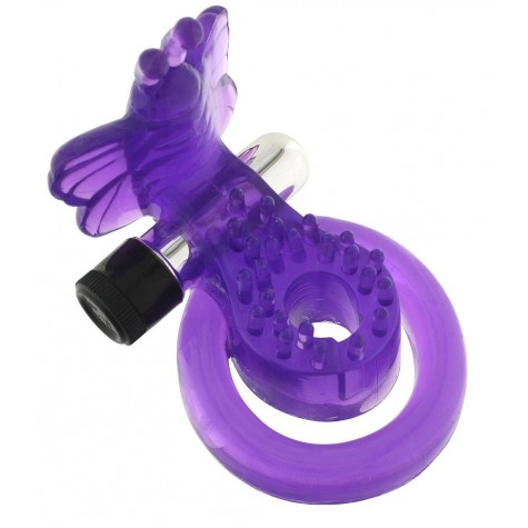 Эрекционное кольцо с вибрацией COCK&BALL RING BUTTERFLY JELLY VIBE