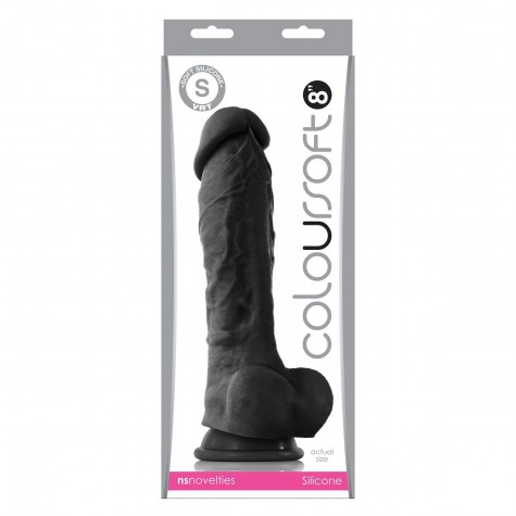 Чёрный фаллоимитатор на присоске ColourSoft 8" Soft Dildo - 23,5 см.