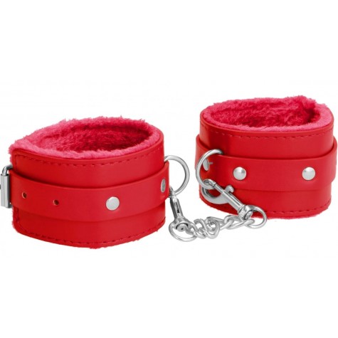 Красные наручники Plush Leather Hand Cuffs