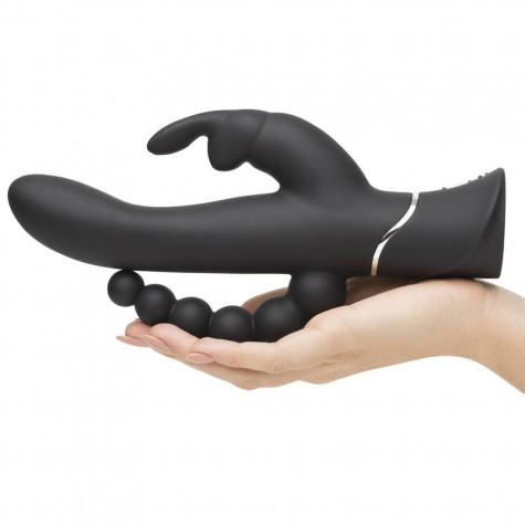 Черный перезаряжаемый вибратор Triple Curve Rechargeable Rabbit Vibrator - 25,4 см.